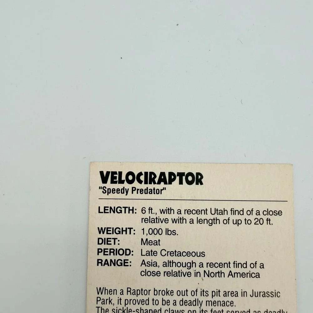 Kenner Jurassic Park Trading Card Unisex OS Red Good Raptor Escape #12 1993